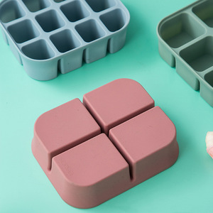Silicone Multi Compartment Ice Tray 6 Grid Food Grade With Lid Baby Feeding Storage <b>Container</b> For <b>Snacks</b> And Meals - Product Image 2