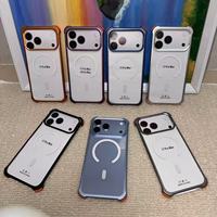 Étui de téléphone magnétique en métal antichoc pour iPhone 18 Pro Max 17 16 15 14 Coque Design de luxe S26 S25 S24 S23 Ultra