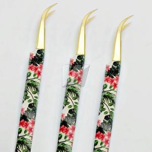 Pinzas de extensión de pestañas de acero inoxidable sostenibles japonesas con logotipo personalizado profesional elegante, papel fuertemente curvado puntiagudo - Product Image 1