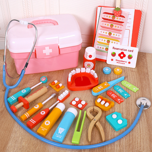 Caja de madera de simulación de médico de bebé para niños y niñas, caja de medicina, Kit médico Dental de inyección, tiene una experiencia de juguete familiar - Product Image 3