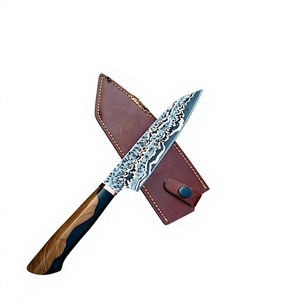Cuchillo de Chef de Acero de Damasco Hecho a Mano de Alta Calidad THEWIZ CRAFTS, Mango de Madera y Cobre, Funda de Cuero, Forjado Profesional, Ambidiestro - Product Image 1
