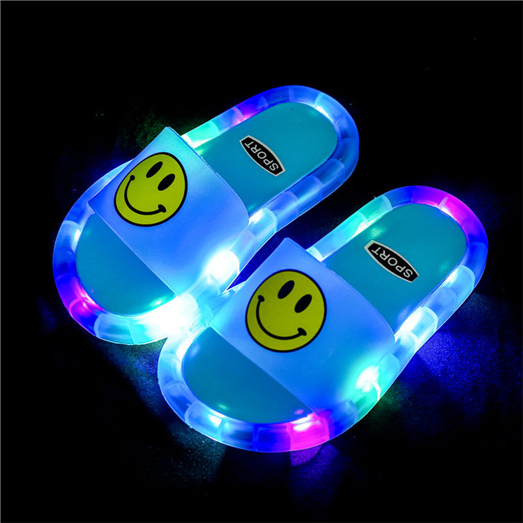 Children's Luminous Slippers Soft PVC Shoes Smile Pattern Non-slip Footwear Kids Slippers for Girls