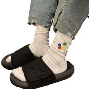 Calcetines coloridos con botones para mujer, calcetines de algodón transpirables a media pantorrilla, calcetines informales de moda para primavera y verano con botones - Product Image 5