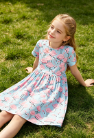 Vêtements d'été pour petites filles, jolie robe tourbillonnante rose avec poche SS, motif flamants roses