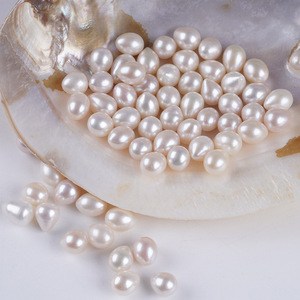 Bijoux faits main DIY, perles d'eau douce naturelles blanches en forme de riz de 8-9 mm, gouttelettes d'eau dispersées, perles d'eau douce blanches en forme de riz de 8-9 mm - Product Image 4