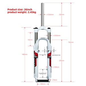 Vélo de montagne de <span class=keywords><strong>26</strong></span> <span class=keywords><strong>pouces</strong></span> en alliage d'aluminium avec suspension avant, frein à disque/v-brake double usage, amortisseur, tube de direction de 28,6 <span class=keywords><strong>mm</strong></span>, <span class=keywords><strong>fourche</strong></span> - Product Image 3