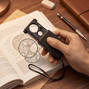 Loupe <span class=keywords><strong>de</strong></span> poche 30X 60X en acrylique avec double source <span class=keywords><strong>de</strong></span> lumière UV LED, ultra-légère (60g), pliable, pour la <span class=keywords><strong>lecture</strong></span> <span class=keywords><strong>de</strong></span> livres - Product Image 1