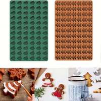 Moules de cuisson en silicone antiadhésifs et réutilisables pour Noël : 77 cavités en forme d'homme en pain d'épices et 72 cavités en forme d'arbre de Noël, 30x20cm