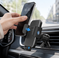 Support de téléphone portable pour grille d'aération de voiture avec poignée et déverrouillage à une touche, en plastique ABS, utilisation facile à une main