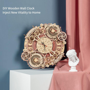 Robotime Rokr hadiah mainan terlaris LC601 dekorasi rumah jam dinding zodiak kerajinan kayu puzzle kayu 3D untuk dewasa - Product Image 2