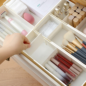 <b>Drawer</b> Organizer With Compartments Extendable <b>Storage</b> <b>Box</b> For Cosmetics Makeup Brushes Kitchen Tableware Lipsticks White - Product Image 2
