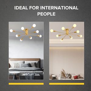 Lampe à boule à 8 têtes de style industriel OEM lustre moderne plafonnier à couleur réglable plafonnier à plusieurs têtes en fer - Product Image 3