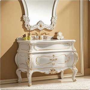 Meuble de salle de bain de style français, design en bois massif, armoires de salle de bain, miroir, meuble de salle de bain - Product Image 2