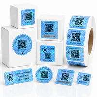 Etiquetas de Seguridad Anti-Falsificación con Código QR Azul Holográfico, Código de Serie Único Personalizado, Verificación de Autenticidad, a Prueba de Manipulación