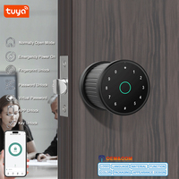 Serrure de porte cylindrique sphérique intelligente YiTechE Tuya avec empreinte digitale, mot de passe et clé, pour bureau