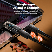 Adaptateur USB-C OTG Toocki Smart Visual avec affichage numérique, taux de transfert de 480 Mbps, charge rapide PD 100 W pour l'infodivertissement automobile