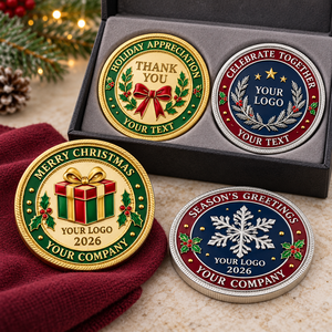 Monedas de Desafío Personalizadas para Navidad con Diseños de Regalos y Copos de Nieve para Regalos al por Mayor OEM ODM - Product Image 1