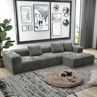 Super Tiefes L-förmiges Modulares Sofa-Set Komprimierter Plüsch-Cord Vakuumverpackt Modernes Design Langlebiger Schaumstoff Hotel