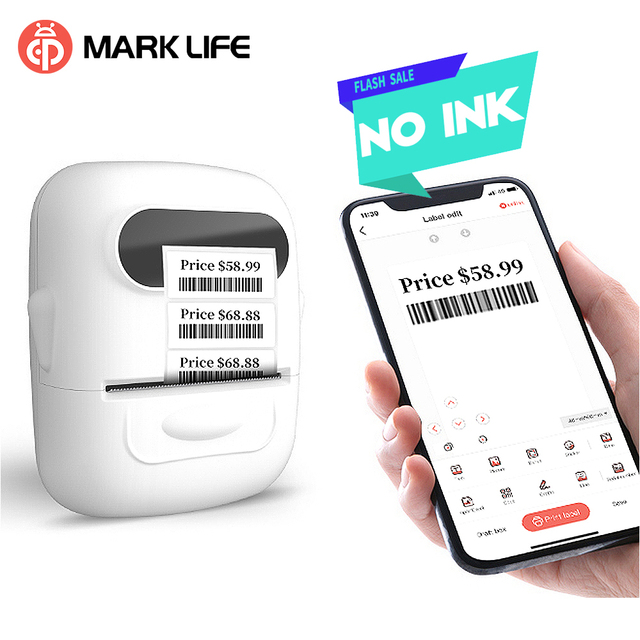 Marklife Small Mobile Portable Barcode Thermal Mini Label Printer Customized Logo 57mm Business Label Maker Wholesale