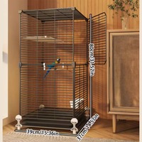 Grande Cage à Oiseaux Moderne de Luxe à Toit Plat avec Plateau en Plastique et Cadre en Fer Noir pour Pigeons - Cage Intérieure Durable, Écologique et Sûre