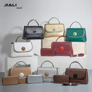 QAZA tedarikçiler lüks 2 in 1 bayanlar el çantaları 2023 yeni tasarımcı moda PU deri kadınlar omuz çantası ile set bozuk para cüzdanı