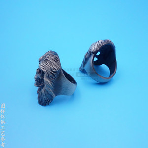 European Punk Style <b>Skull</b> <b>Ring</b> Zinc Alloy Men's Jewelry Antique Black Gift - Product Image 2