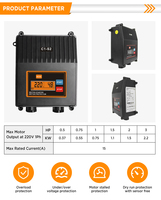 Chine professionnel 0.37-2.2kw interrupteur de contrôle de pression panneau de commande de pompe à eau unique