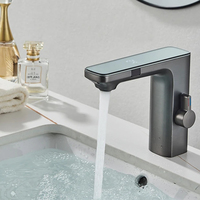 Robinet de lavabo en laiton à affichage numérique LED de luxe 2026, robinet de lavage à capteur