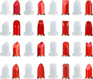 12.1mm bricolage maquillage cosmétiques rouge à lèvres moule Silicone moule faisant ensemble d'outils avec rouge à lèvres démouleur et support rouge à lèvres moule en Silicone