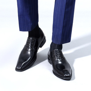 Pointed Toe Oxfords Genuine Leather Men Shoes Rubber Outsole Career All Seasons Drop Shipping - Product Image 3