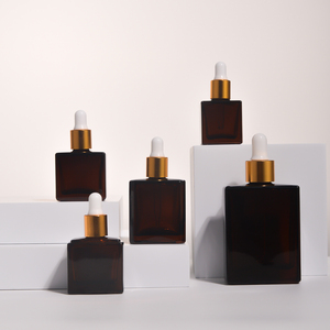 Hot Tùy Chỉnh Hổ Phách Vuông Phẳng Vai Chai Nhỏ Giọt 30Ml Hình Chữ Nhật Màu Đen Mờ Thủy Tinh Màu Nâu Tinh Dầu Huyết Thanh Chai - Product Image 2