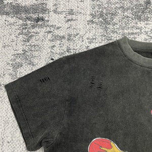 TS3864 T-Shirt Vintage Personalizzata a Maniche Corte per Uomo, Stile Retrò Distressed, Streetwear Oversize in Cotone per Outfit Quotidiani Maschili - Product Image 2