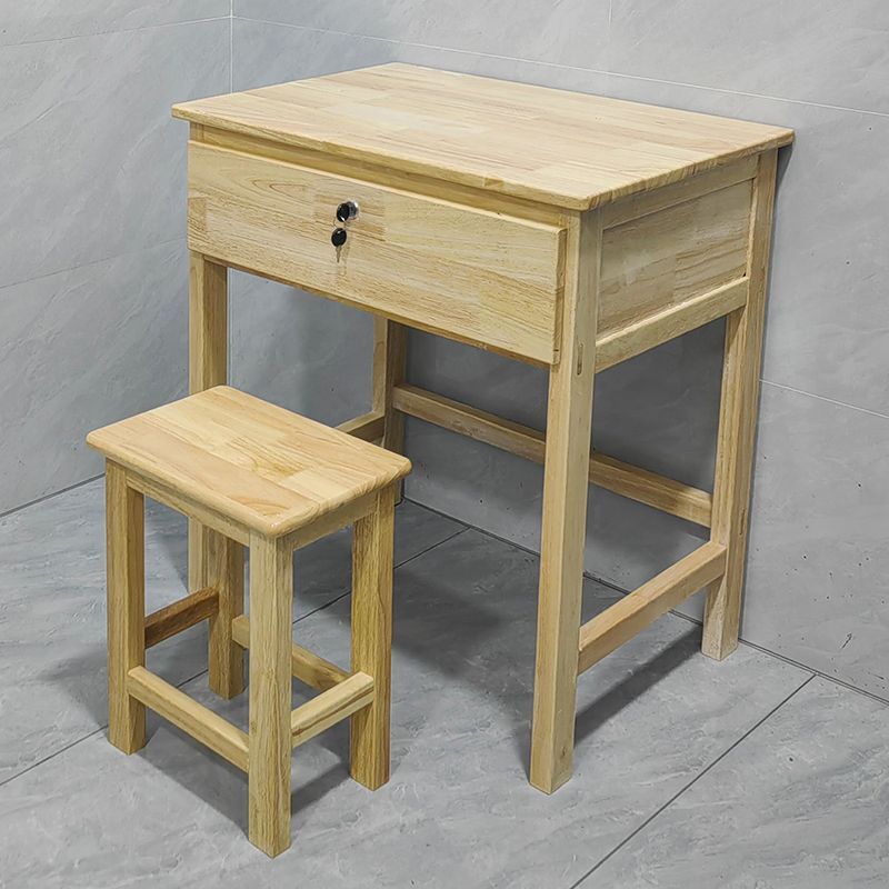 Table et tabourets en bois massif avec tiroirs