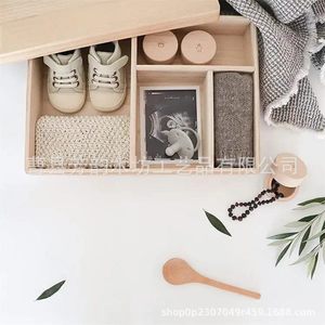 Solid Wood Baby Milestone Storage <b>Box</b> With Lid <b>Large</b> Square Type Modern Simple Design For 0-12 Months - Product Image 1