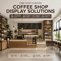 Solution complète pour comptoir de café personnalisé : comptoir de réception en bois avec éclairage LED, vitrine de boulangerie, fabrication en usine