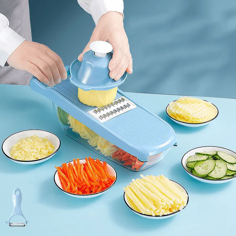 Multifunction सब्जी Slicer हेलिकॉप्टर Grater सब्जी तकलीफ कटर कंटेनरों के साथ