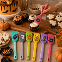 Ensemble de spatules de cuisine en silicone pour Halloween, design citrouille, fantôme, crâne, outils de pâtisserie en silicone, cuillère à mélanger double tête