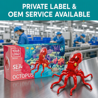 Set de Bloques de Construcción de Pulpo Rojo Personalizado de 89 Piezas, Modelo 3D DIY, Juguete de Construcción con Carcasa Translúcida y Luz, Ladrillos STEM, Marca Privada