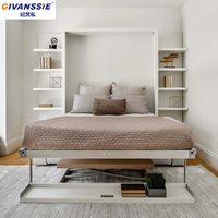 Sofá Cama Vertical Moderno con Librero Integrado, Tamaño Queen, Diseño de Madera que Ahorra Espacio, Muebles para el Hogar para Dormitorios Pequeños