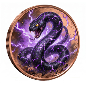 Majestic Thunder Eagle 1 oz .999 Cobre Puro, Medallón con Aves Míticas, Rayo y Círculo Mágico, Impresión UV, Moneda <span class=keywords><strong>de</strong></span> Regalo Pagana Nórdica - Product Image 1