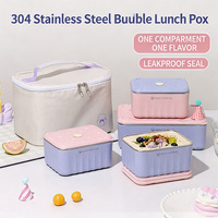 Boîte à lunch en acier inoxydable 304, boîte bento empilable et étanche, récipient alimentaire compatible micro-ondes pour le bureau, l'école, les pique-niques