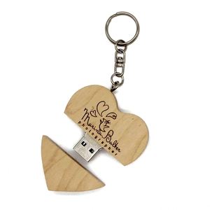 Memoria USB con Forma de Corazón en Madera, Diseño de Llavero, Grabado Láser Personalizado, Pendrive para Regalos de Recuerdo de Boda - Product Image 4