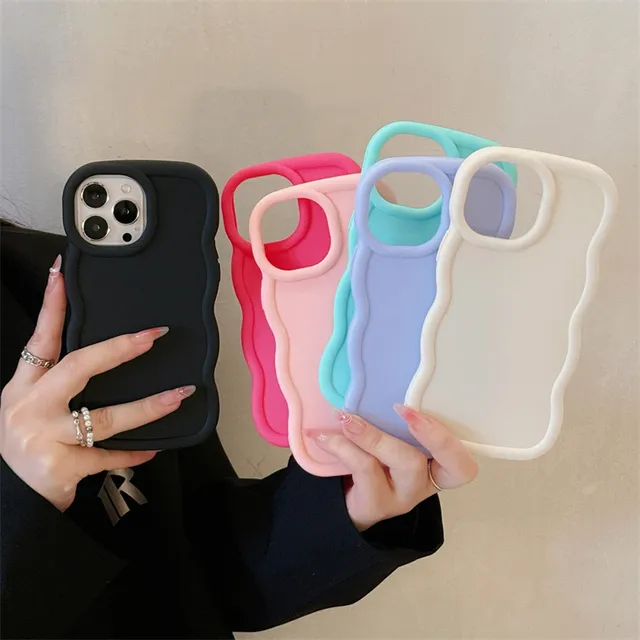 Wave Side Liquid Silicone Phone Case for IPhone 11 12 13 14 15 16 Pro Max Mini Xs X XR 6 6s 7 8 Plus SE Cream Soft Cover Fundas