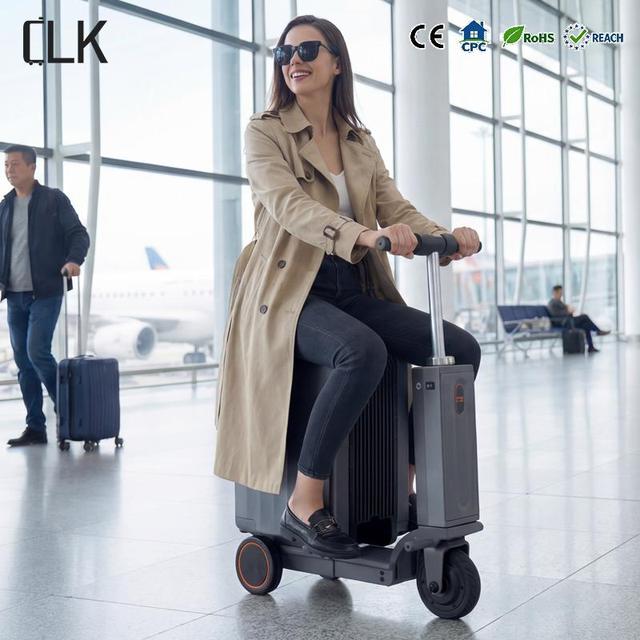 3-in-1 Electric Scooter Luggage with 2600mAh Power Bank 13KM Range PC Shell Aluminum Frame Detachable Wheels Travel Luggage