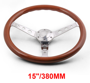 Volant en bois de 15 pouces (380 mm) à 6 trous, volant en bois <span class=keywords><strong>vintage</strong></span> classique pour voitures classiques - Product Image 2