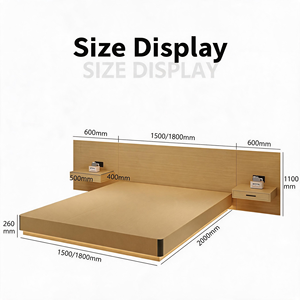 Juego de Muebles para Dormitorio de Hotel B&B, Estilo Minimalista, Cama King Size de Madera Gris, Mesa de Noche Tapizada - Product Image 5