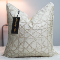 Housse de coussin décorative pour canapé de maison/hôtel 18*18 pouces, housse de coussin géométrique en jacquard avec fermeture éclair invisible