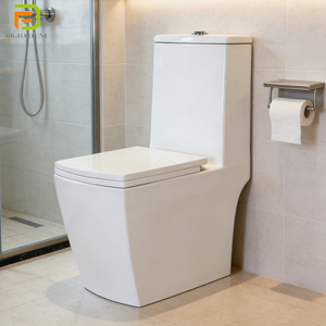 WC monobloc carré en céramique haut de gamme avec <span class=keywords><strong>chasse</strong></span> siphonique, sanitaires de salle de bain - Product Image 1