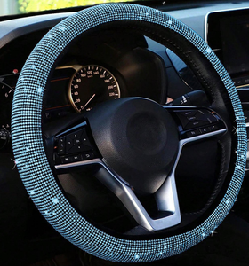 غطاء عجلة قيادة السيارة، مرصع بالأحجار الكريمة، مرن، بدون إطار داخلي، لجميع المواسم، غطاء كامل مرصع بالأحجار الكريمة - Product Image 6