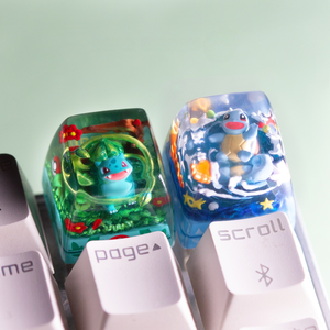 Keycaps de clavier mécanique en résine imprimée en 3D, motifs Pokémon Bulbasaur et Squirtle, usinage CNC - Product Image 1